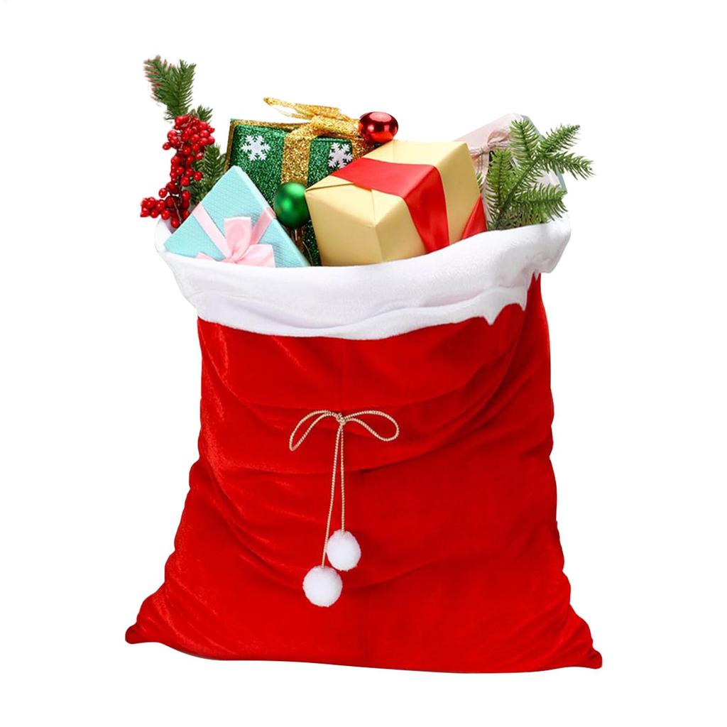 Santa Sack  Christmas Decorations Large Santa Sack Velvet Gift Bag Reusable Present Pouch Thickened Bag for Xmas Present Decor
