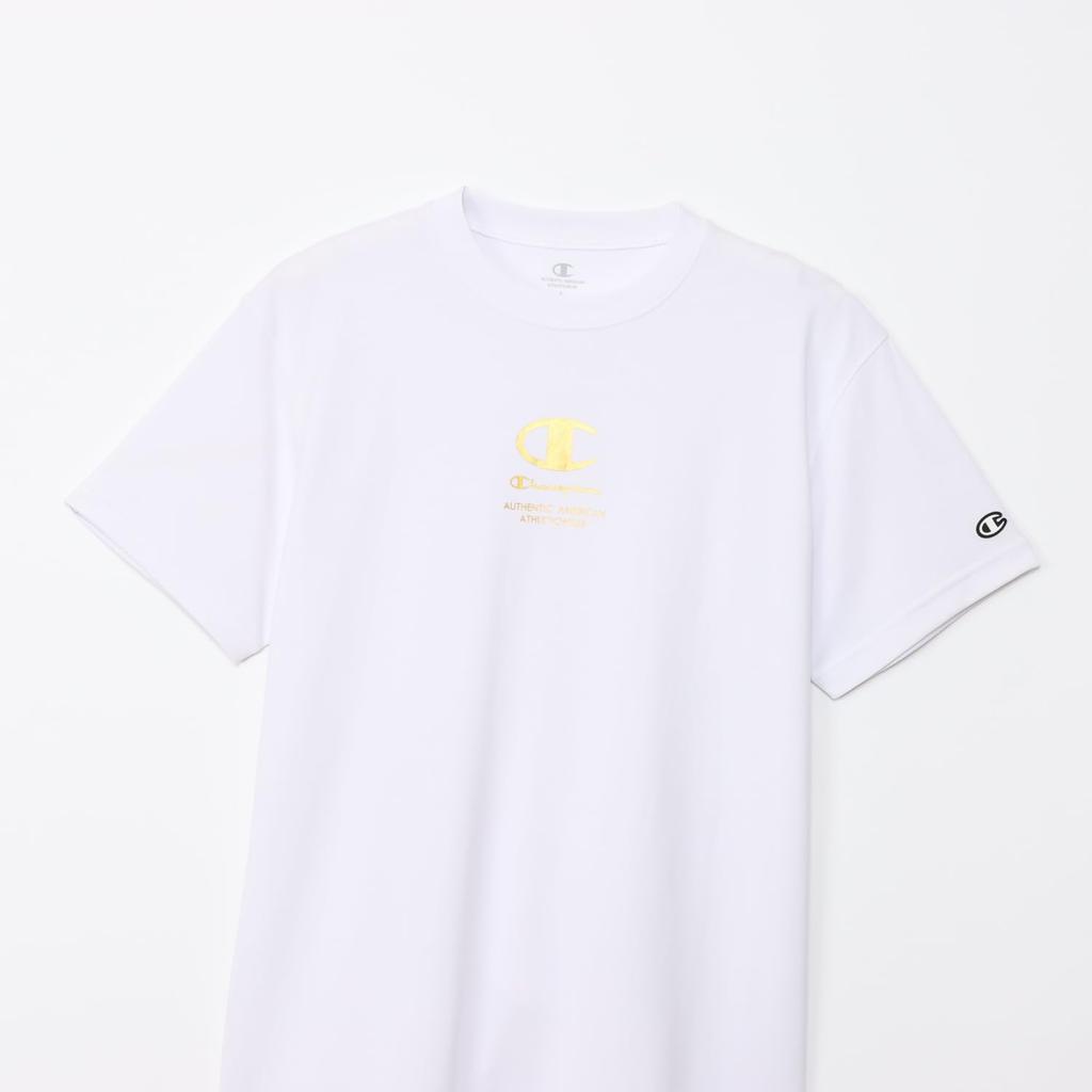 Champion Short Sleeve Crew Odor Script Rubber Men's T-Shirt, White, Neck, Antibacterial, Resistant, Breathable, Quick-Drying, Logo, Print, C3-BV305