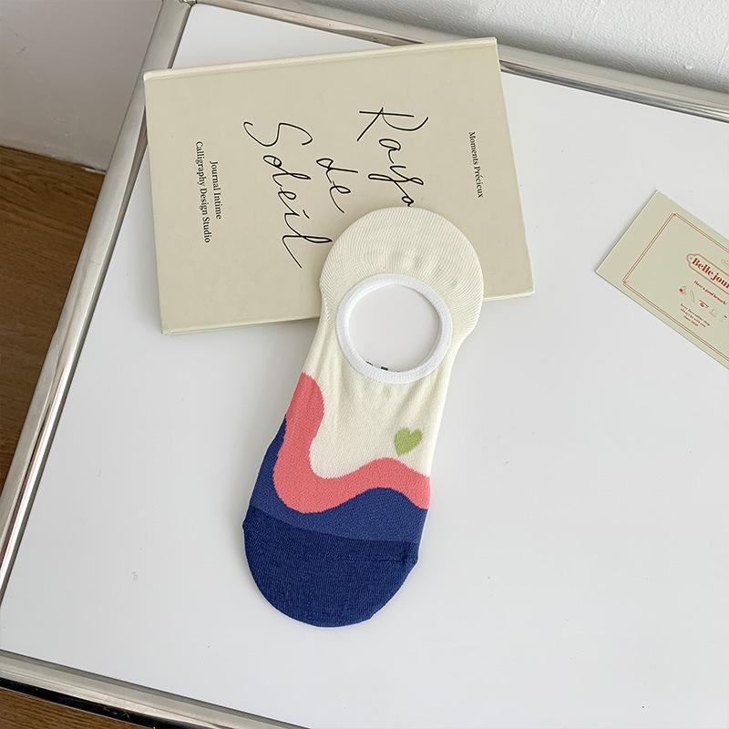 Women Sock Slippers Floral Print Japanese Kawaii Cute Low Cut Ankle Boat Socks Casual Cotton Breathable Invisible No Show Socks