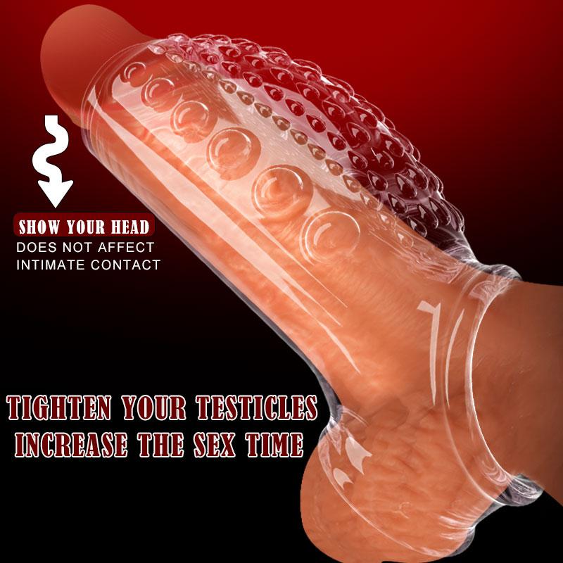Penis Enlargement Sex Toys For Men Cock Ring Stretcher Extender Sleeve Reusable Adults Products Erotic Couple Tool