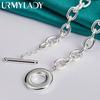 URMYLADY 925 Sterling Silver Round OT Chain 18 Inch Charm Necklace For Women Fashion Jewelry