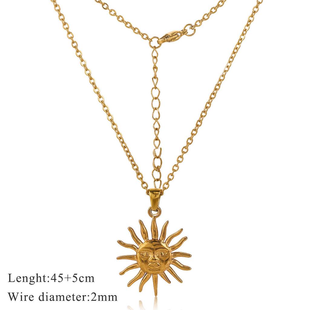 Sun Pendant Necklace, New Light Luxury Retro High-end Necklace Gift.