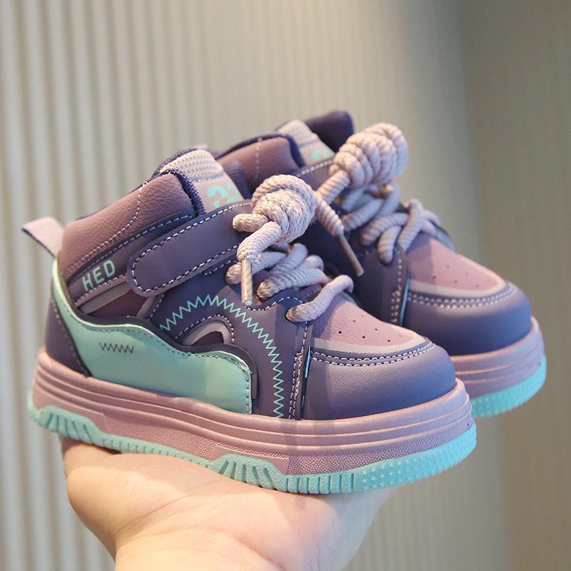 Children's sports shoes 2025 spring and autumn new boys' casual board shoes high-top girls' bread shoes soft-soled baby shoes