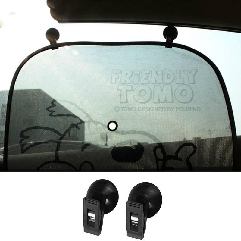 2pcs/Pair Car Interior Window Mount Black Suction Cap Clip Plastic Sucker Removable Holder for Sunsh