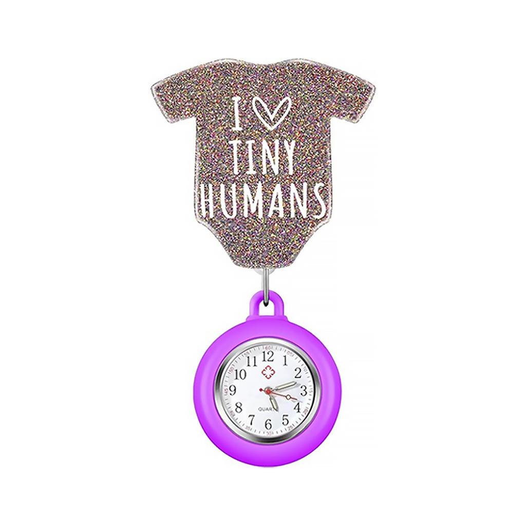 Medical Glitter Acrylic Retractable Badge Holder with Pocket Watch for Nurse Doctor Fob Pocket Watch Badge Reel Key Chain
