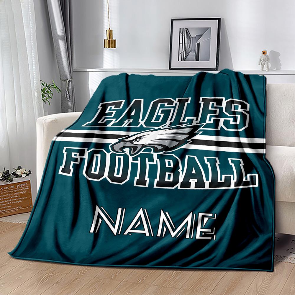 Eagles Footballtrikot Personalisierte Textdecke Geschenk Personalisierte Decke Weich Warm Gemütlich Geeignet für Heimdekoration Wohnzimmer Sofa Picknicks