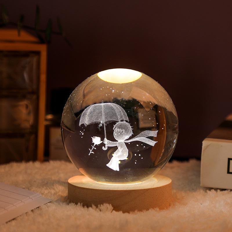 Starry Sky 3D Crystal Ball Night Light Desk Decoration Christmas Ornament