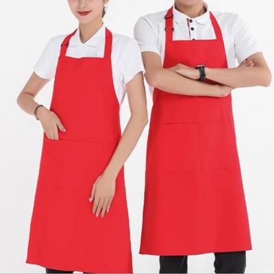 Chef Apron Solid Color Waterproof Polyester Cotton Hanging Neck Apron for Restaurant
