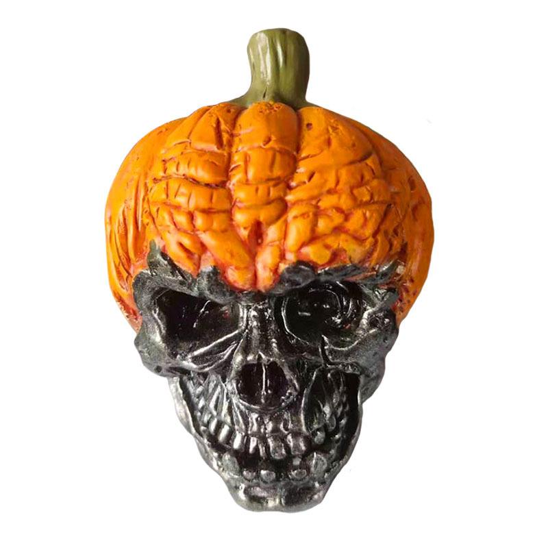 Evil Pumpkin Skull Halloween Pumpkin Decorations Outdoor Garden Resin Crafts