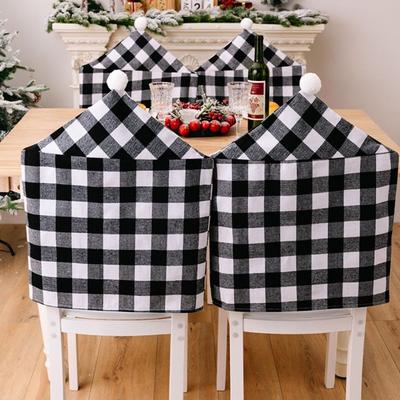 Gitter Weihnachts-Stuhlbezug Weich Dehnbar Weihnachten Abendessen Stuhl Sitzbezug Abnehmbar Weihnachtstischdekoration Heimdekoration