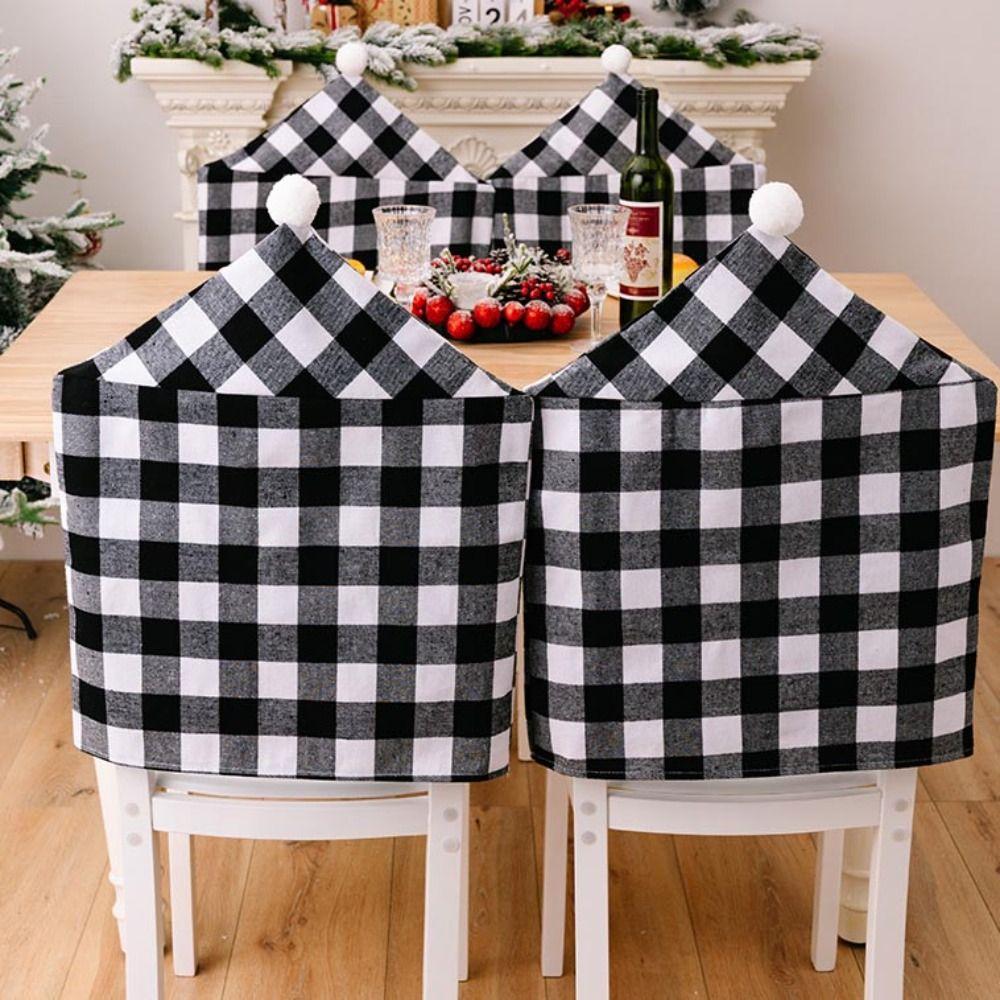 Lattice Christmas Chair Cover Soft Stretch Xmas Dinner Chair Seat Cover Removable Christmas Table Decor Home Decoration