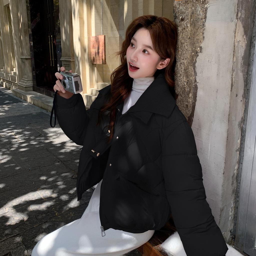 Herbst Winter Verdicken Warmer Parka Damen Lässig Süß Einfarbig Große Tasche Lockere Jacken Oberbekleidung