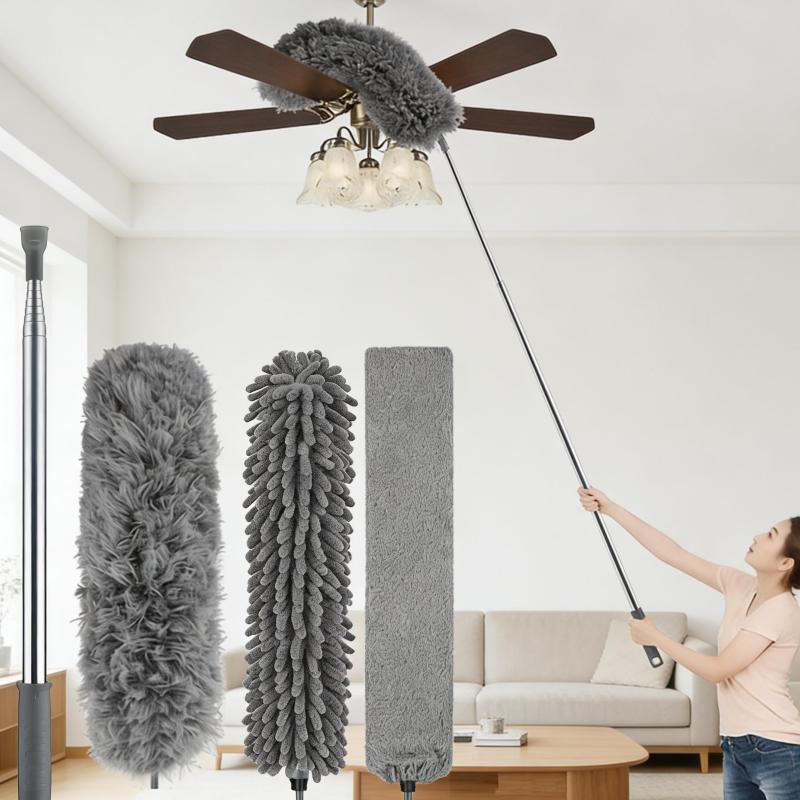 4-Piece Set of Household Electrostatic Dust Dusters, Extendable Feather Duster, Retractable Dust Brush, Dust Duster for High Ceilings, Fans,