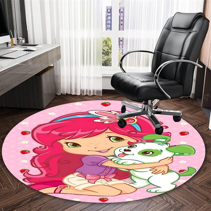 1pc Princess Strawberry12 Carpet, Round Rug, Comfortable, Suitable for Entryways, Living Rooms, Office, And Bedrooms, Christmas Decoration