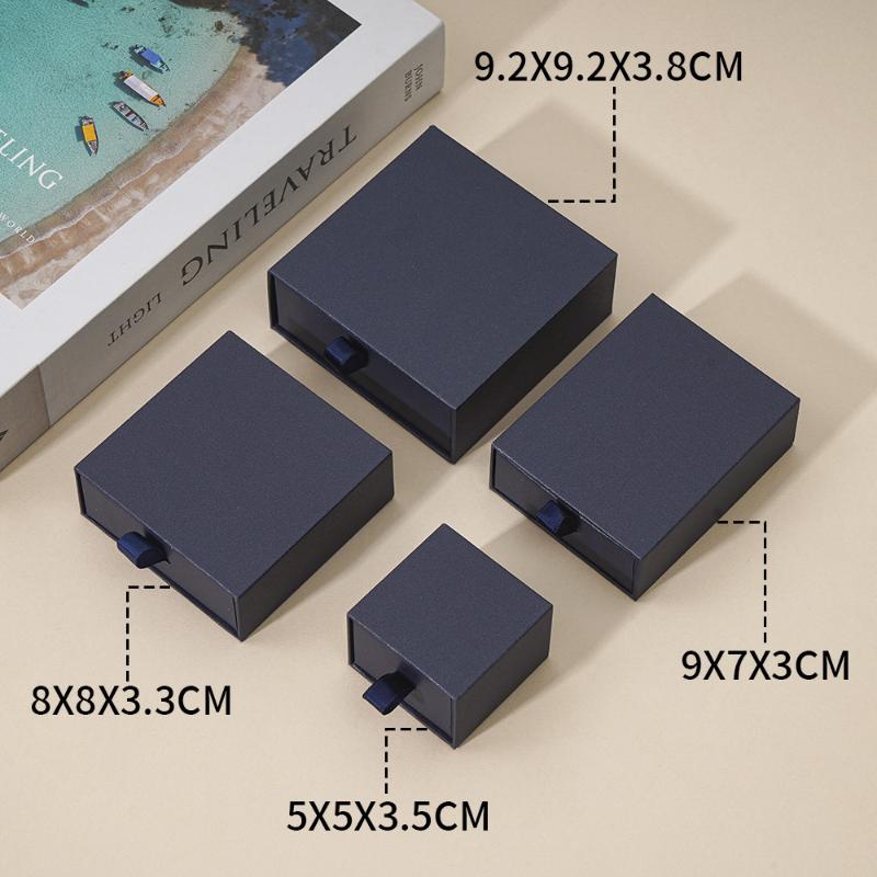 Necklaces Earrings Ring Drawer Boxes Small Travel Jewelry Gift Display Packaging Box Outer Paper Inner Velvet
