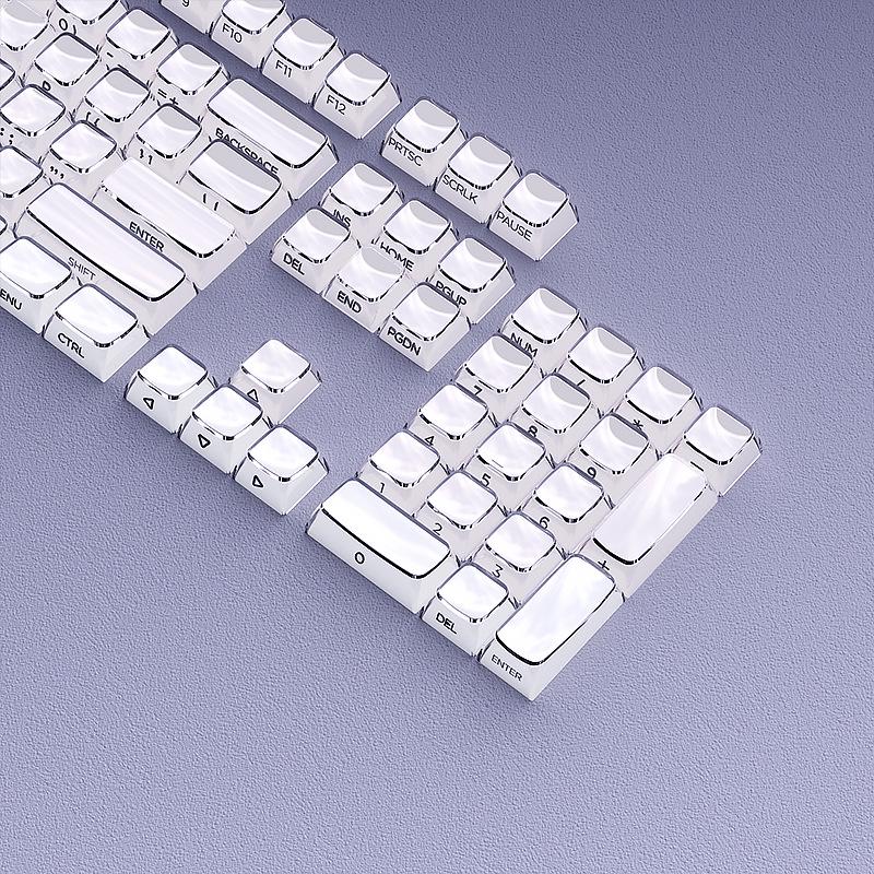 Jelly Texture Keycaps Set: Side-Engraved MDA Profile, 132 Keys, Transparent Outer Layer, Solid Color Inner Layer