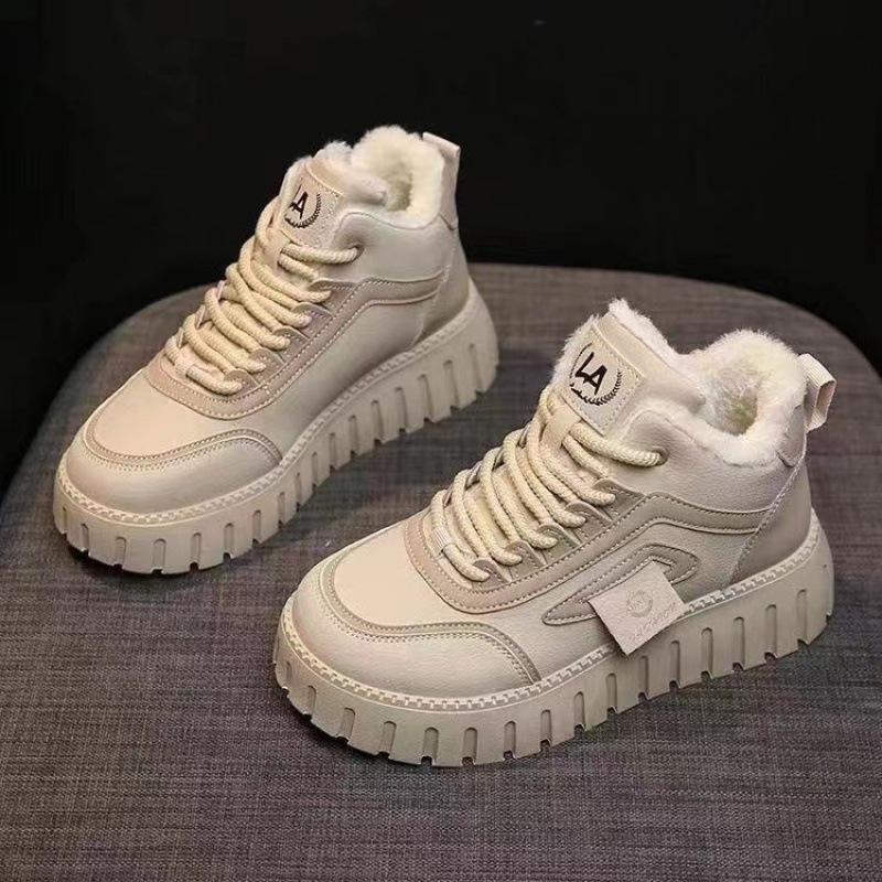Popular Cotton Shoes 2025 New Winter Women's Shoes Velvet High-top Sports and Leisure Shoes Platform Snow Boots Warm Short Boots