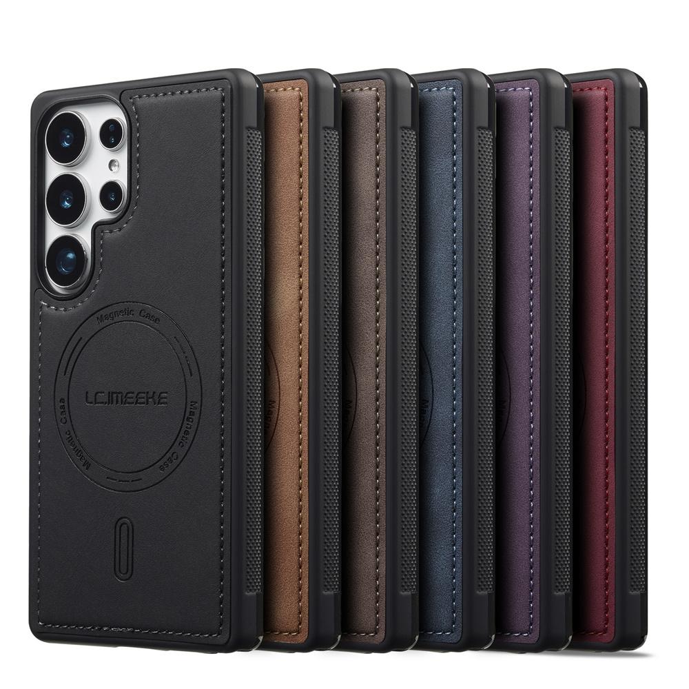 Leather Case For Samsung Galaxy S26 S25 Edge S24 Ultra S23 FE S22 FE A17 A37 A57 A16 A36 A56 Wireless Charging Magnetic Cover