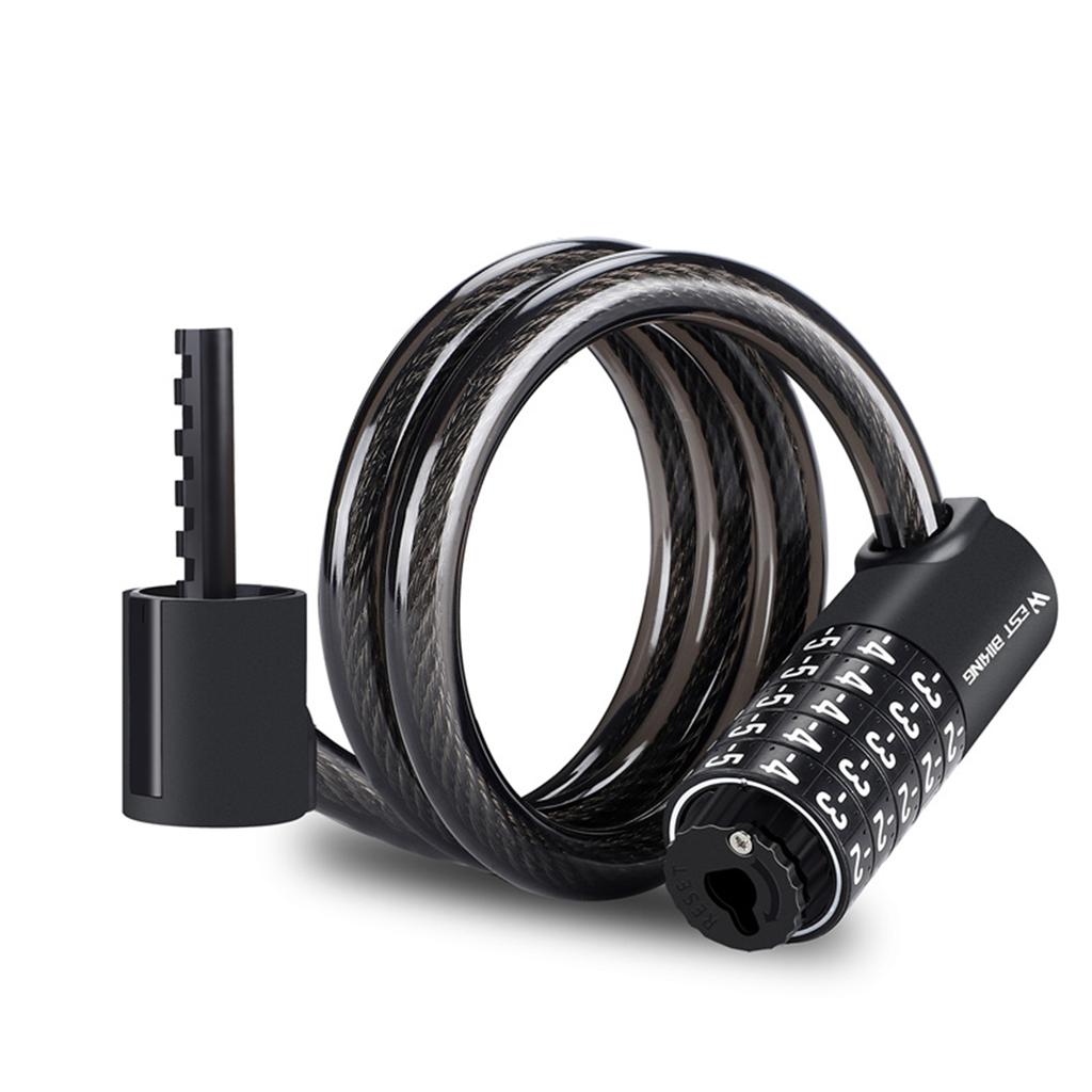 Bicycle Lock 90cm/120cm/150cm Bicycle Lock Cable High Security 5 Digit Resettable Combination Lock