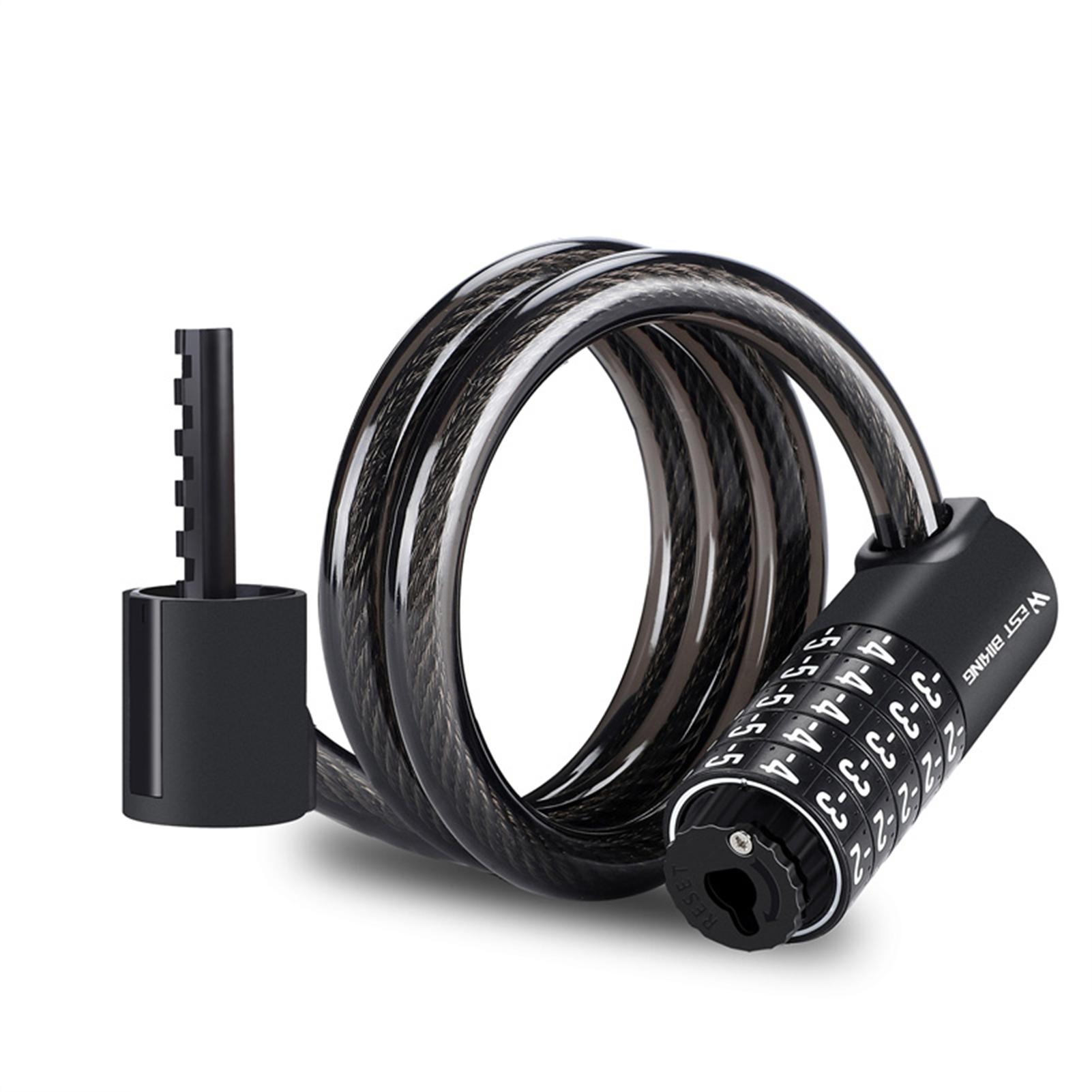 

Велосипедный замок 90 см/120 см/150 см Кабельный замок для велосипеда Высокий уровень безопасности 5-значный сбрасываемый кодовый замок 90cm