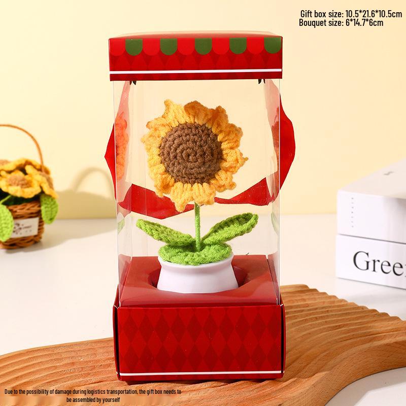 Handgefertigte Sonnenblumen-Schreibtischdekoration - Gewebtes Blumenstrauß-Geschenk für Schüler & Mädchen