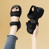 Slope heel Roman women's summer new refreshing breathable heightening single shoes women's black platform sports sandals