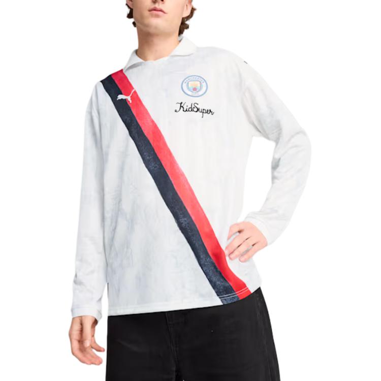 Puma X KidSuper Manchester Retro All-Over Print Logo Long Sleeve Football Shirt Men tops 60685007