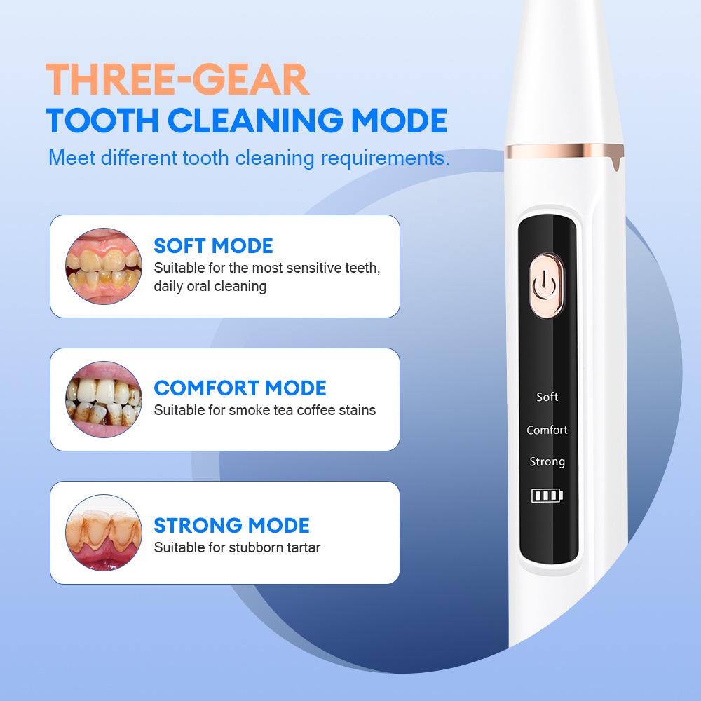 3-Mode Ultrasonic Dental Cleaner for Home Use - Removes Tartar & Plaque, Teeth Whitening Device