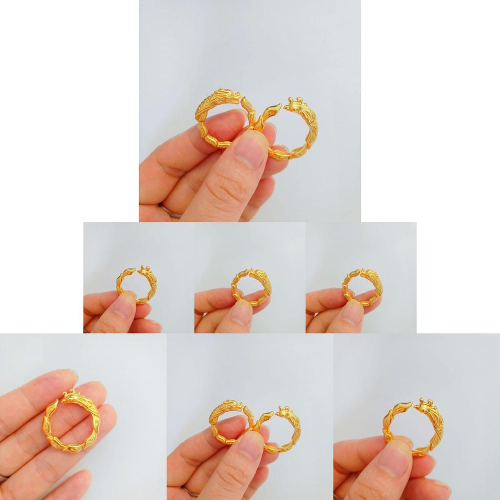 Stylish Dragon And Phoenix Themed Ring Gorgeous Brass Gold Plated Unisex Vintage Hand Accessory