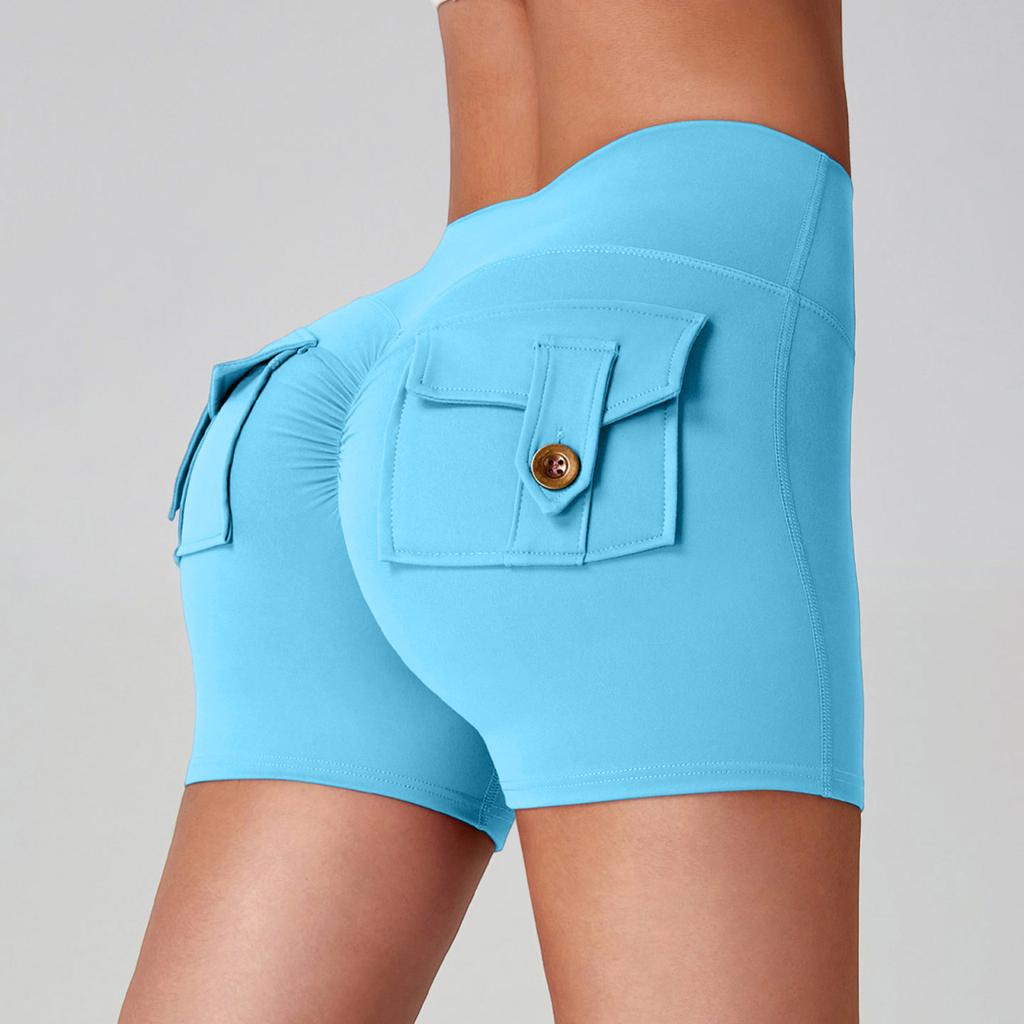 Women's Workwear Hip Lifter Yoga Shorts High Waist Pocket Sports Fitness Shorts