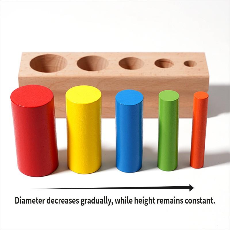 Montessori Children'S Early Education Colored Cylinder Teaching Aids Kindergarten Geometric Socket Educational Wooden Toys