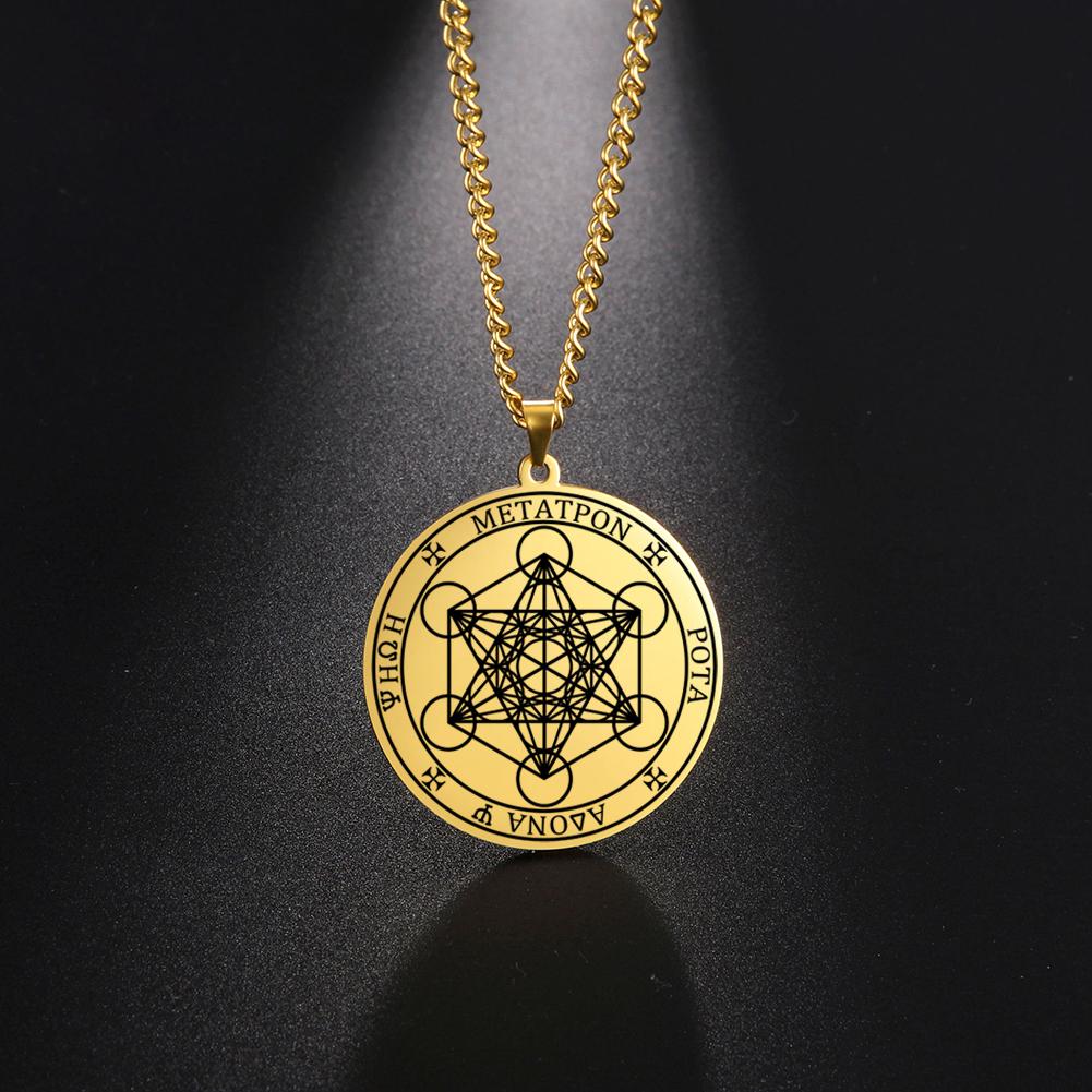 Arcangelo Metatron Angelo della Vita Sigillo Salomone Collana Uomo Kabbalah Amuleto Acciaio Inossidabile Gioielli Vichinghi
