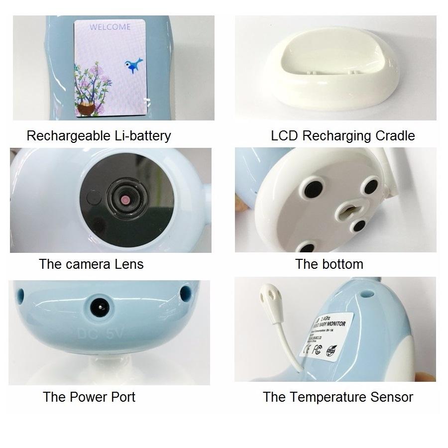 Monitoare pentru bebeluși de 2,5 inci Cânte de leagăn cu vedere de noapte IR Indicator de temperatură Tasta atingebilă InterfonAA