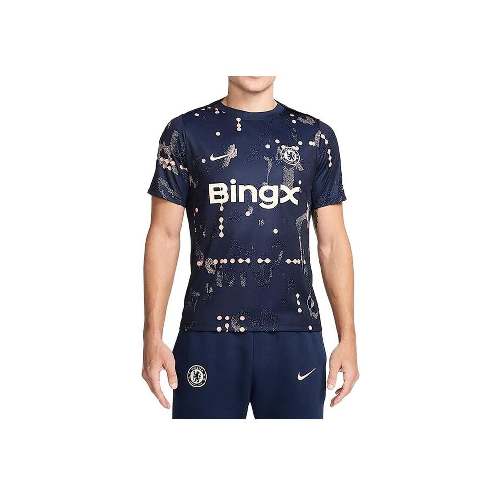 Nike Chelsea Breathable Crew Neck Short Sleeve Football Shirt Men Tops Blue HJ2502-452