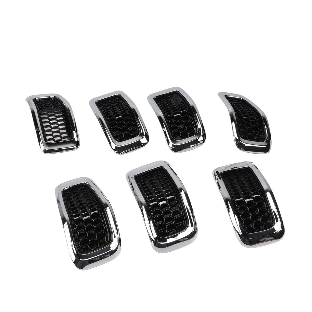 7Pcs Front Grille Cover 68303626AA Front Bumper Hood Grille Vent Insert Cover for Cherokee 2014 to 2018