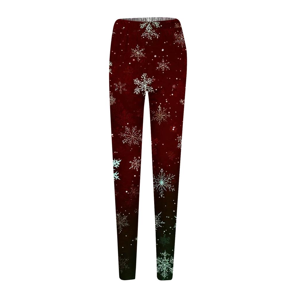 Women's Pants Christmas Printed Stretchy Soft Bottoms Casual Home Sleeping Pants