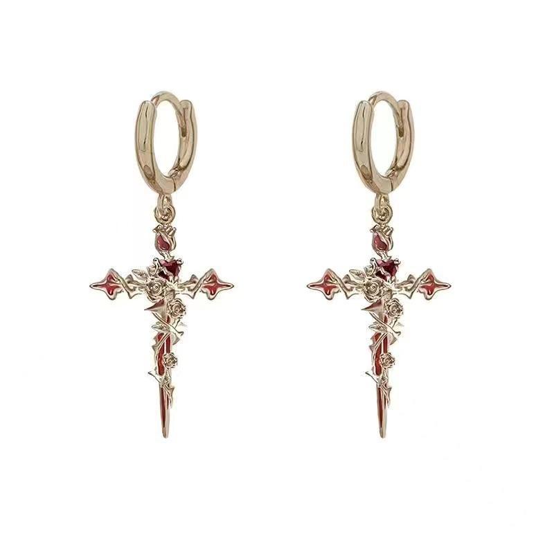 Heißverkaufte neue Produkte Dornen-Serie Kreuz-Ohrringe, süße und coole High-End-Ohrringe, Nischen-Dunkelheit neue Ohrstecker