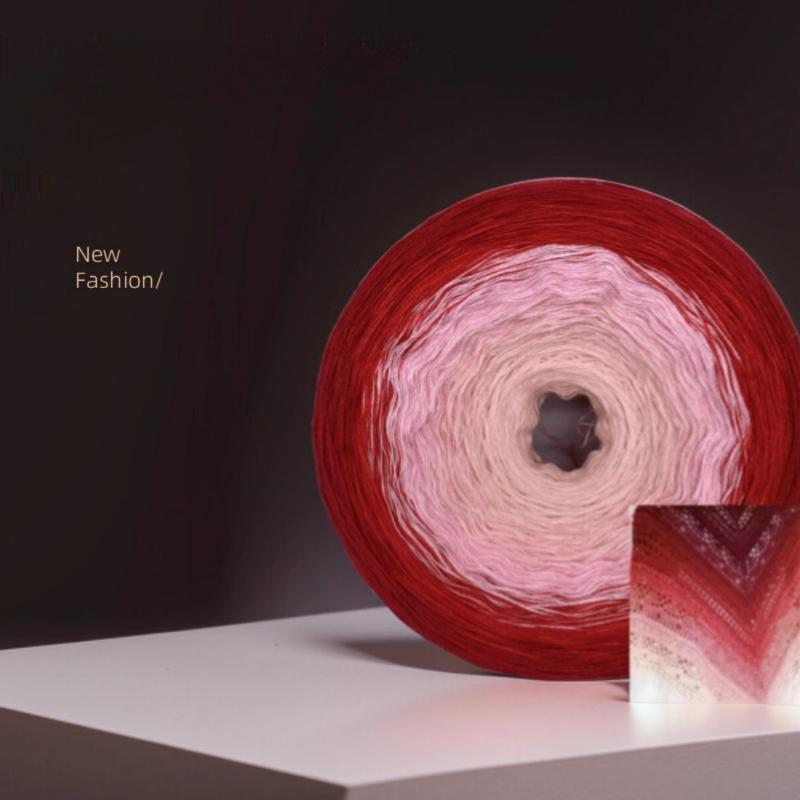 300g Mercerized Cotton Yarn Gradient Color Long Section Dyed Hand Wound Mixed Strand Cake Thread DIY Hand Knitted Shawl Scarf