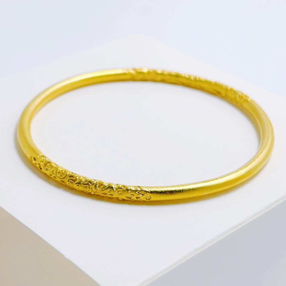 24k Guld Färg Snidad Blomma Rund Cirkel Manschett Armbandsarmband för Kvinnor Bröllopsmycken Festpresenter Grossist