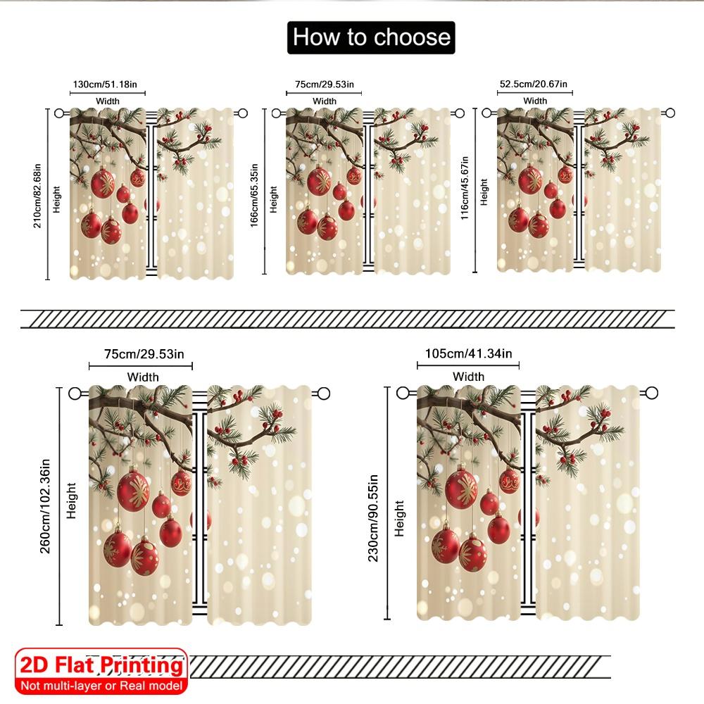 2pcs 2D Flat Printing Merry Christmas Popular Drapes Winter Christmas Ornaments Berry Polyester Without Electricity Festive