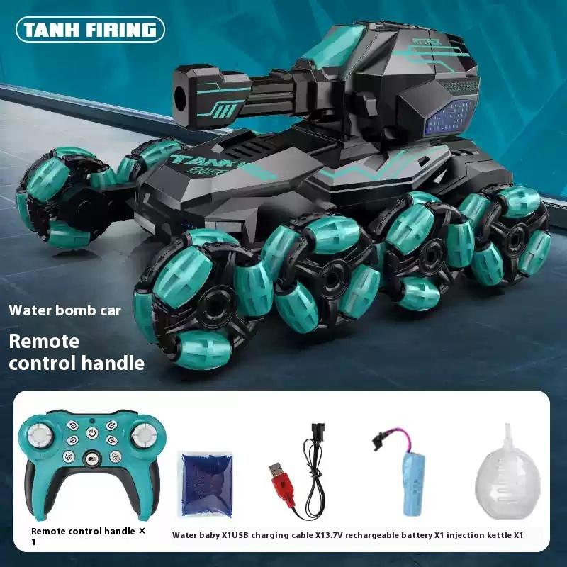 Remote controlled tank vehicle gesture sensing drift can fire water bombs, six wheel four-wheel drive off-road climbing toy