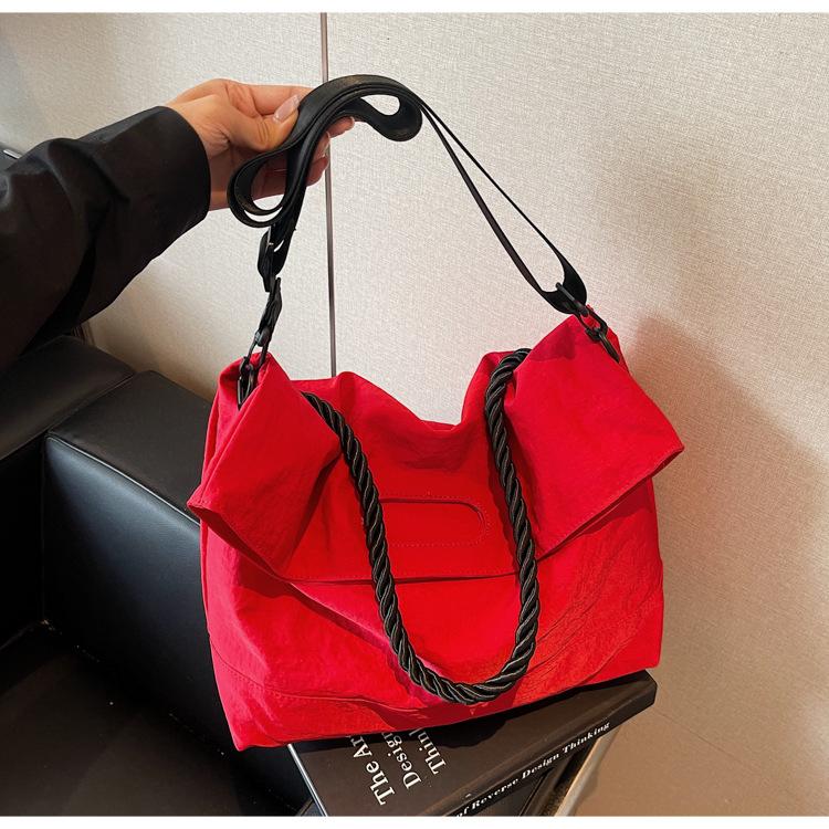 Large-capacity student bag women's new broadband messenger bag high-end fashion versatile tote bag