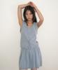 Ronron Scallop Trim Knit Mini Skirt Soft Blue