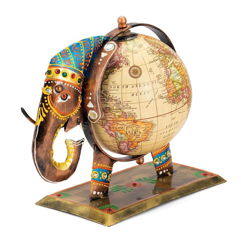 Home And Office Decorative Globe Metal Elephant Table Top Showpiece Globe,Home House Decoration items,Decor and Gift for Living room