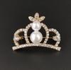 Fashion Pearls Crown Brooches Korean Boutique Rhinestone Brooch Geometric Buckles Anti Exposure Shirt Collar Pins Accessories