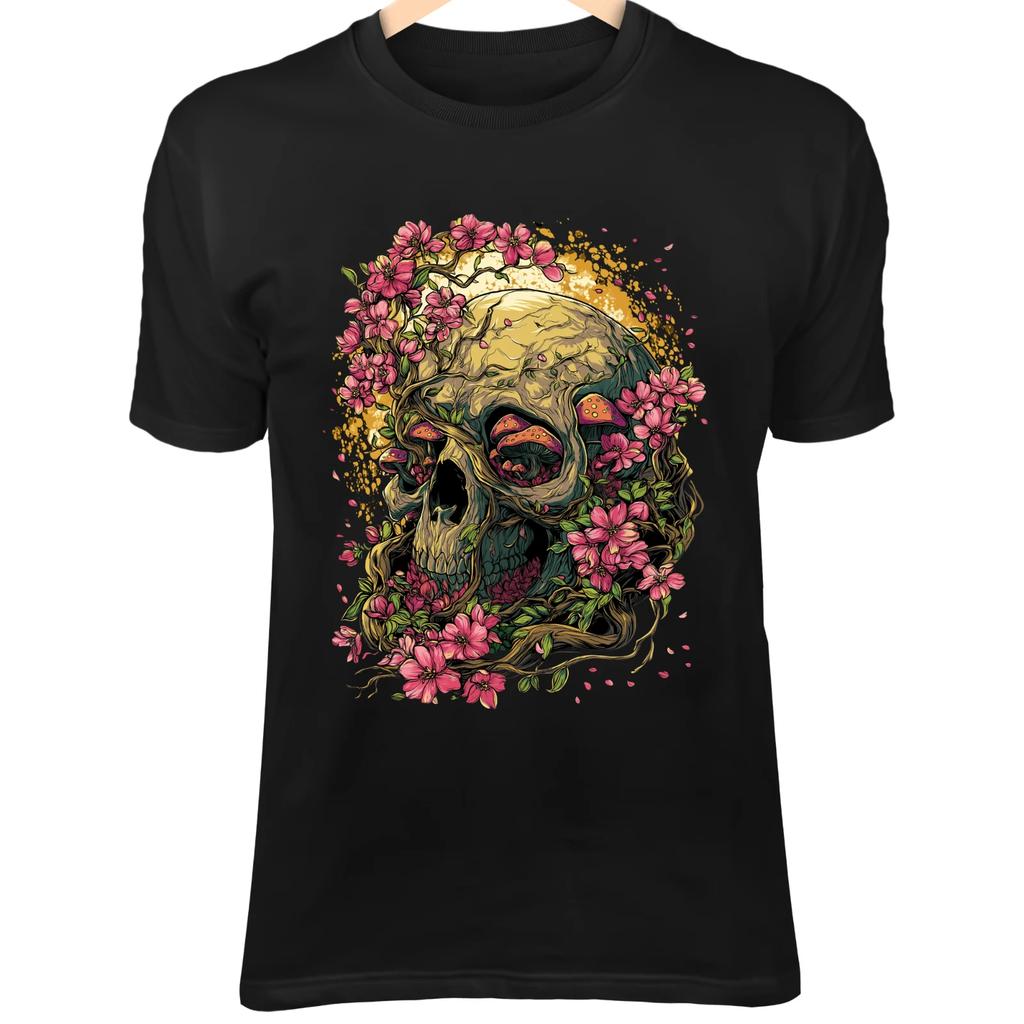Spring Skull & Mushrooms - Golden Glow Gothic Fantasy Art