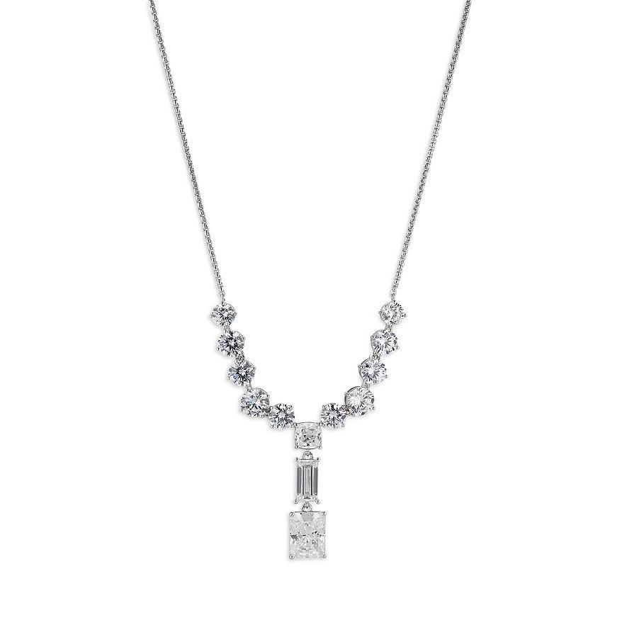 European & American Titanium Steel Zirconia Y-Shaped Pendant Necklace with Color-Retaining Artificial Crystal