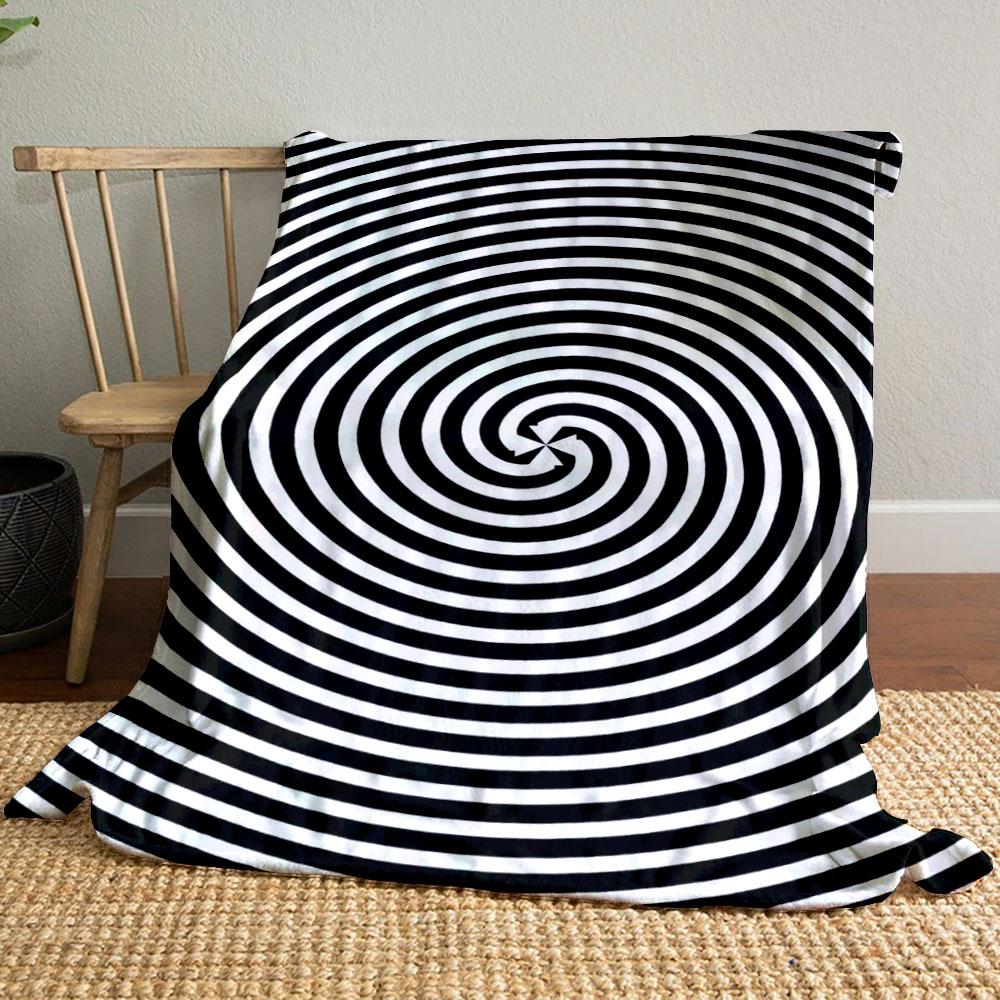 Concentric black-and-white spirals radiating from the center. for all seasons blanket lunch break throw gift