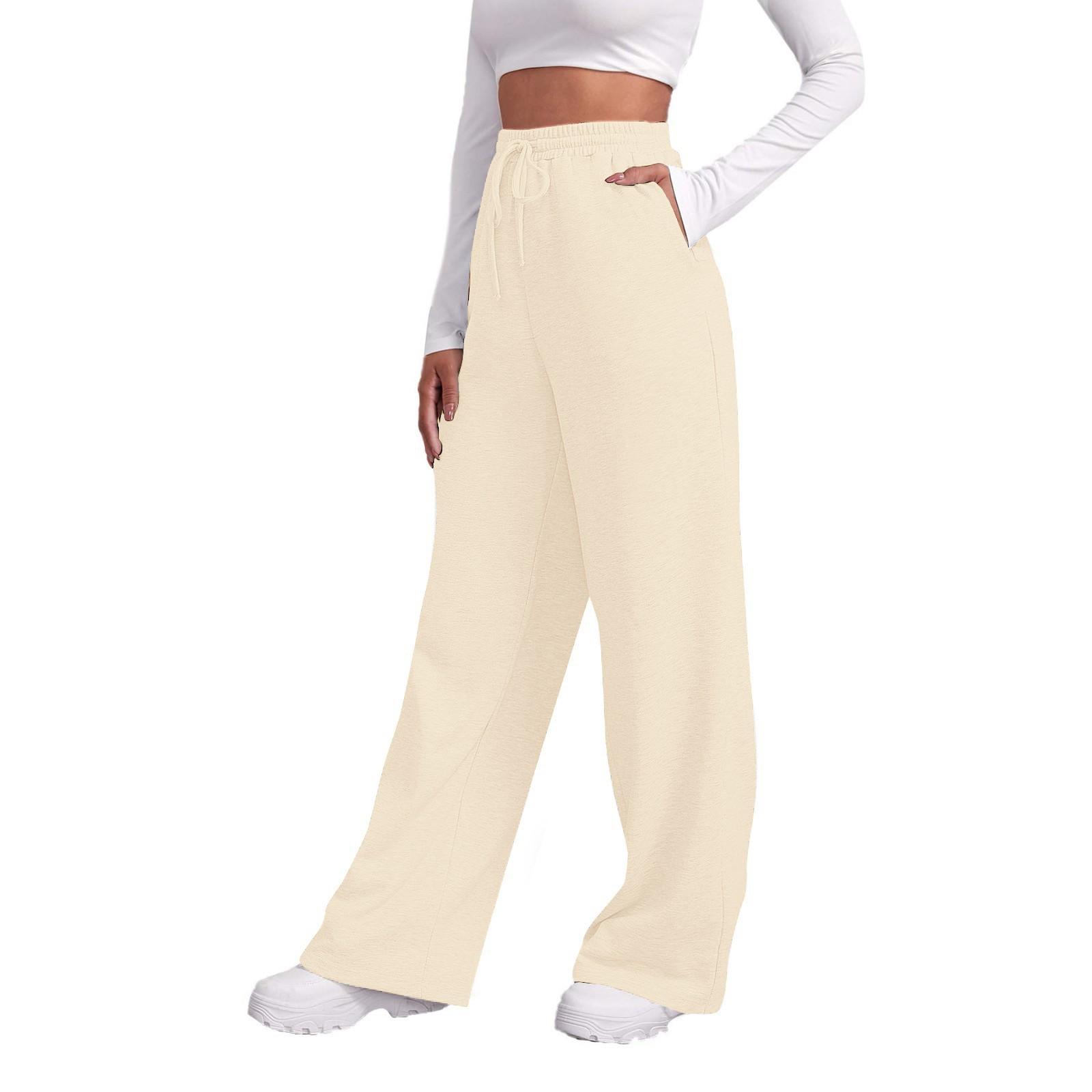 

Женские зимние спортивные штаны, однотонные повседневные брюки, женские флисовые спортивные штаны, широкие прямые брюки M