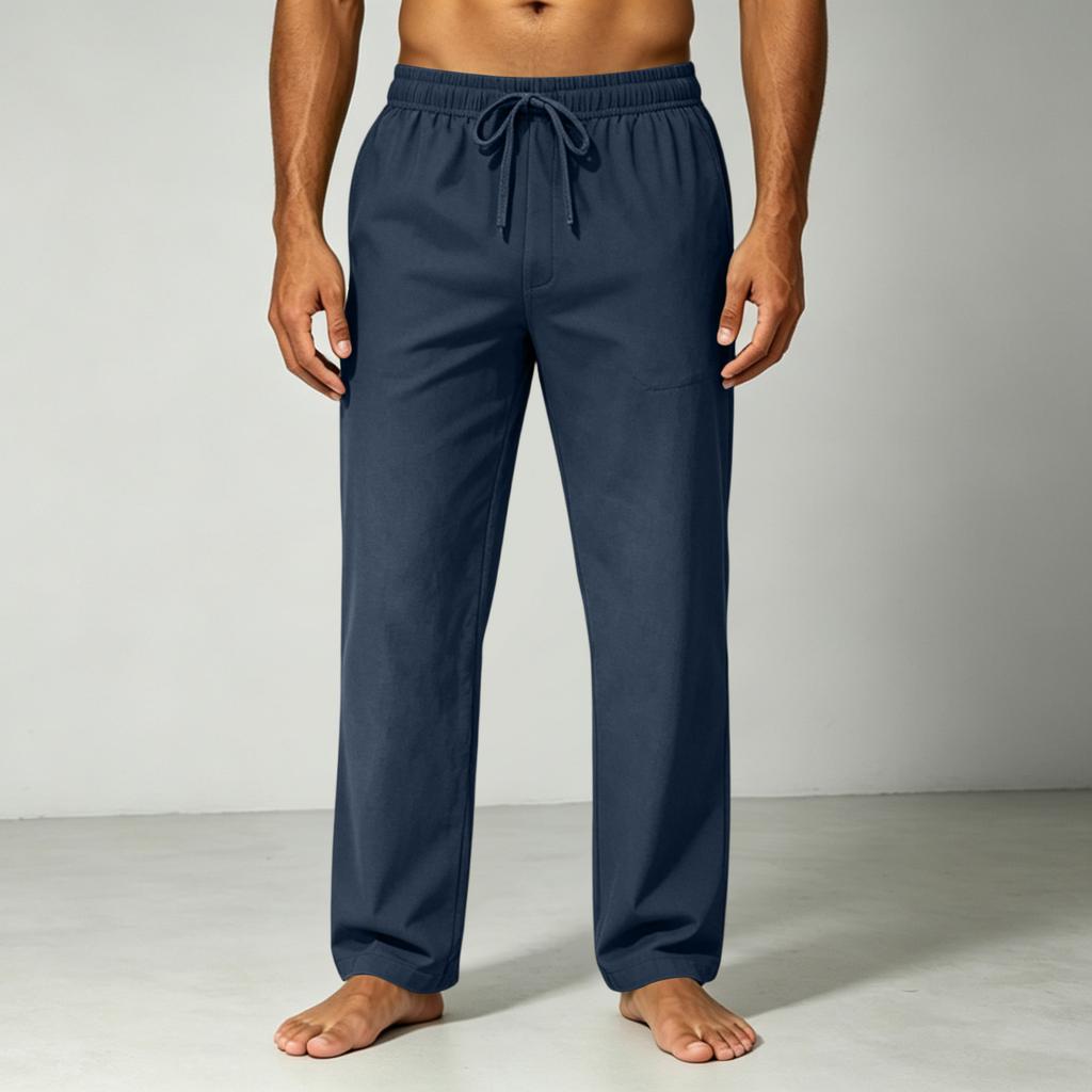 Men's Loose Fit Drawstring Waist Casual Pants Lightweight Breathable Cotton Linen Blend Relaxed Fit Trousers for Everyday Wear